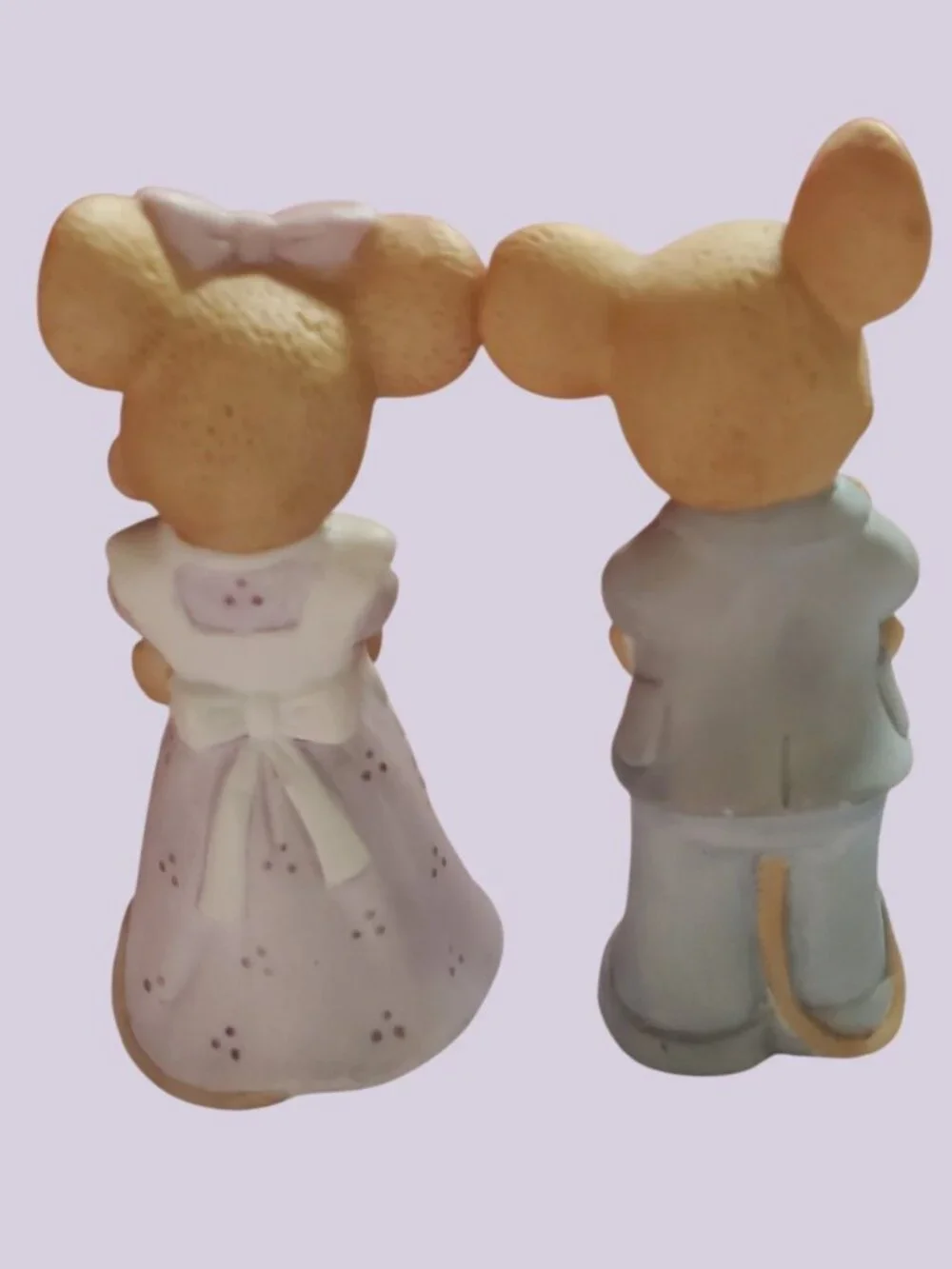 Enesco Vtg Mouse Family Figurines Mother & Father Holding Babies Set Of 2